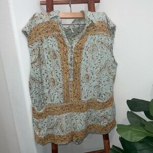 Free People Paisley Jumpsuit in Blue and Brown